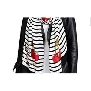 Kate Spade Striped Scarf with Cherries NWT